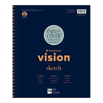 Strathmore Vision Series Sketch Pad, 11x14 inch, 110 Sheets - Artist Sketchbook for Drawing, Illustration, Art Class Students - size: 11x14, style: Sketch