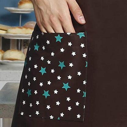 PU Kitchen Oil and Waterproof Aprons for Women with Pocket for Cooking Washing - color: Coffee