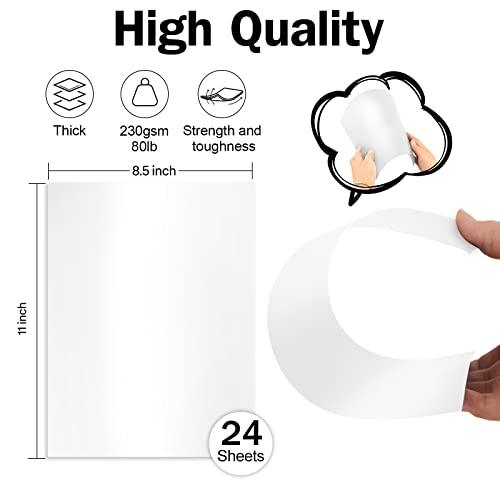 24 Sheets White Shimmer Cardstock 8.5 x 11 Metallic Paper | Goefun 80lb Card Stock Printer Paper for Invitations, Certificates, Crafts, DIY Cards - color: white