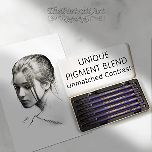 Woodless Pure Charcoal Pencils Set, Soft & Dark 6-Pc