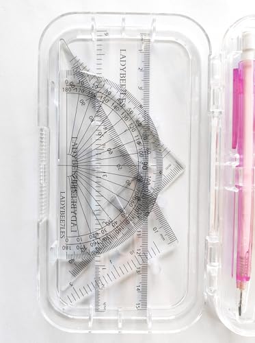 9-piece set back-to-school kit , packed in a reusable plastic box,two triangles, a protractor, a 15-centimeter ruler, a compass, a mechanical pencil with extra lead, and an eraser. - color: Pink