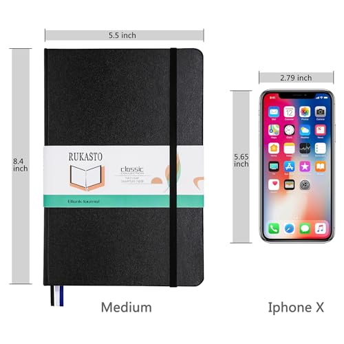 Hardcover Notebook Blank Journal Sketchbook for Drawing, Medium 5.5 by 8.4 Inch, 100 GSM Thick Paper (Black, Plain) - color: Black