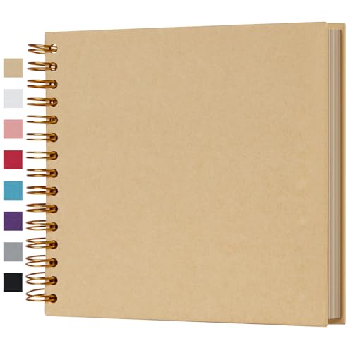 8 x 8 Inch DIY Scrapbook Album 80 Pages with Kraft Paper, Yellow | Thick Kraft Paper Scrap Book Photo Albums, Memory Book for Wedding, Anniversary, Baby, Family, Travel, DIY Projects - color: Yellow, size: 8 Inch 80 Pages