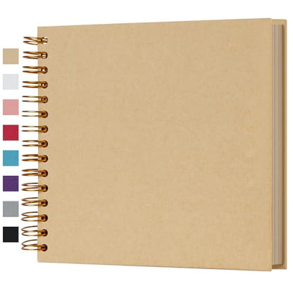 potricher 8 x 8 Inch DIY Scrapbook Album 80 Pages with Kraft Paper, Yellow - color: Yellow, size: 8 Inch 80 Pages