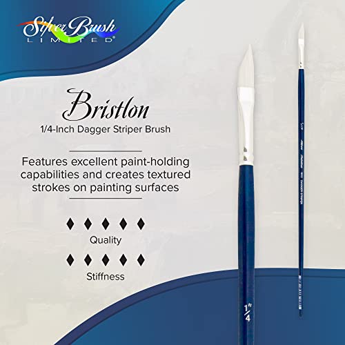 Silver Brush Limited Bristlon Dagger Striper Acrylic Brush, Size 1/4 in | Long Handle, Oil, Acrylic, Stiff Fine Point Synthetic Bristle, Lightly Textured Strokes, Maximum Paint Absorbency - size: Size - 1/4