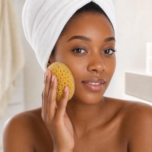 Natural Sea Sponge 5pk Spa Gift Set Bath Shower & Facial Care, Premium Bag | 5 assorted sizes for bath, shower & face. Hypoallergenic, kind on skin. Gift for moms, brides & teens. Comes in premium bag. - style: 5 Piece set in bag