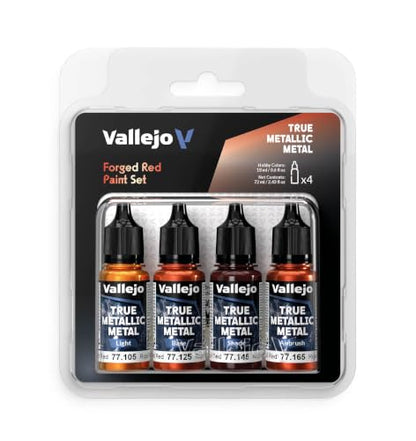 Vallejo - Forged Red Set, True Metallic Metal, 4 Bottles x 0.6 fl.oz. - color: Forged Red