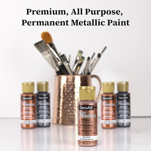 DecoArt Americana Dazzling Metallics Acrylic Paint Set – Starter Set, 9 Bottles (2 fl oz) – Craft Metallic Paints for Canvas, Wood & DIY Projects - color: Multi - Starter