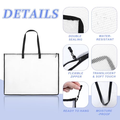 SynHHergyx Art Portfolio Bag, 23 x 35 Inch Portfolio Folder for Artwork Large Clear Mesh Storage Bags with Handle and Zipper for Posters, Bulletin Boards, Scrapbooks, Keepsake, Art Supplies - size: 23×35 Inch