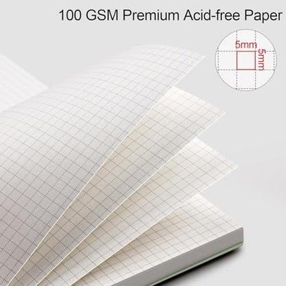 AHGXG Spiral Graph Paper Notebook, 140 Pages, B5 (7.6" x 10") | 100 gsm Thick Grid Paper, Waterproof Plastic Cover, for School Writing Engineering (Sage Green) - color: Sage Green, style: B5-Graph