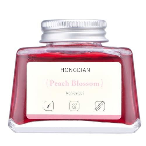 Hongdian Fountain Pen Bottled Ink Peach Blossom Color, 60ml Non Carbon Inkwell Bottle, Artist Calligraphy Ink - color: Peach Blossom