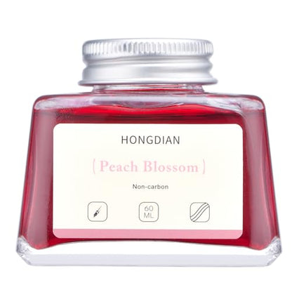 Hongdian Fountain Pen Bottled Ink Peach Blossom Color, 60ml Non Carbon Inkwell Bottle, Artist Calligraphy Ink - color: Peach Blossom