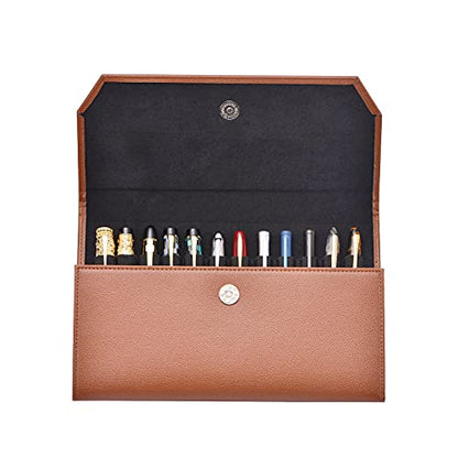 Lanxivi Fountain Pen Case Black Gray Coffee Style PU Leather 48 12 - color: Coffee-12 Slot