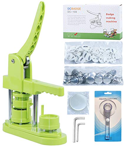 Happizza Button Maker Machine, (3rd Gen) Installation-Free 32mm(1.25 in) DIY Pin Button Maker Press Machine Kit, Badge Punch Press Machine with Free 500pcs Button Parts&Pictures&Circle Cutter - size: Round - 32 mm