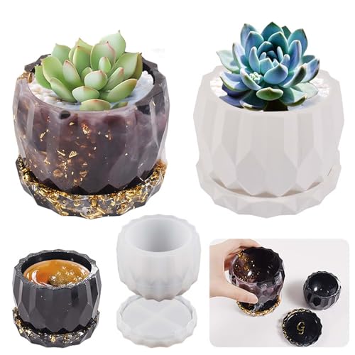 Silicone Resin Mould Flower Pot Set, Succulent Plant Flower Pot Silicone Mould, DIY Flower Pot Molds, Planter Pot Mold, Pen Holder molds - color: Style D