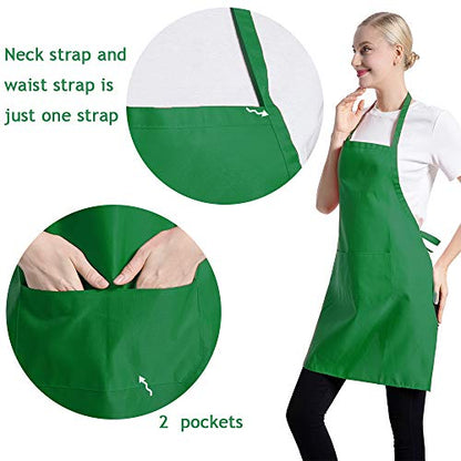 Total 15 PCS Mixed Plain Color Bib Aprons Bulk for Women Men Adult with 2 Front Pockets Chef Cooking Painting Baking(12colours,15pcs) - color: 12 Mixed Colours- 15 Pcs Total