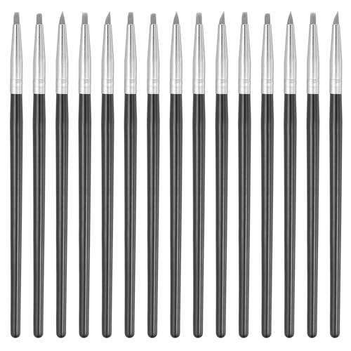 PATIKIL Silicone Clay Sculpting Tool, 15 Pcs Clay Shaping Tool Soft Rubber Modeling Dotting Tool for Pottery Clay Craft Painting Nail Rock, Black/Grey (3mm) - color: Black/Grey, size: 3mm