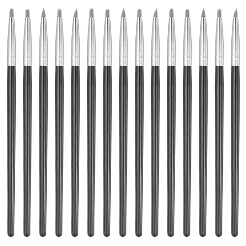 PATIKIL Silicone Clay Sculpting Tool, 15 Pcs Clay Shaping Tool Soft Rubber Modeling Dotting Tool for Pottery Clay Craft Painting Nail Rock, Black/Grey (3mm) - color: Black/Grey, size: 3mm
