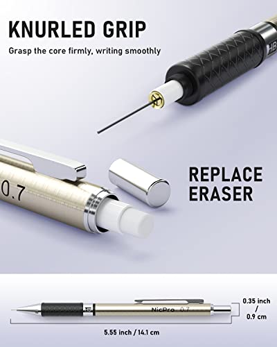 Nicpro 22PCS Black Art Mechanical Pencils Set + 3 PCS Metal Drafting Pencil 0.7mm