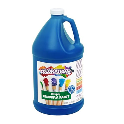 Colorations Paraben-Free Tempera Paint for Kids, 1 Gallon, Vibrant Blue | Non-Toxic and Made in the USA, Classroom Must Haves, Bulk Arts & Crafts Supplies - color: Blue