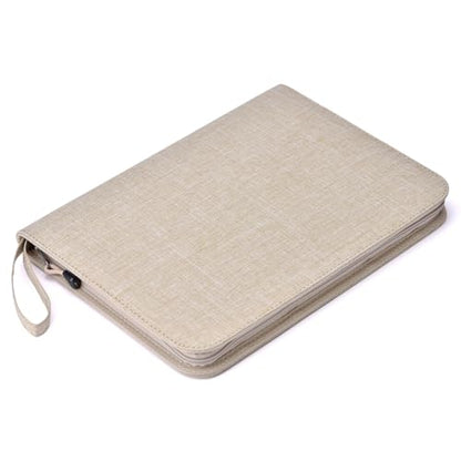erofa 48 Slots Fountain Pen Case, Beige Water Resistant Canvas Pen Holder Display Pouch Storage Large Capacity Bag - color: Beige-Canvas