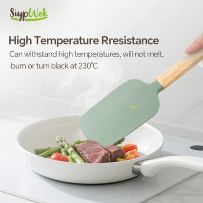 Silicone Spatula Set, Food Grade Rubber Spatula-4 Piece Nonstick Rubber Spatulas, Spoonula, Jar Scraper for Cooking, Baking, Mixing, Frosting - Heat Resistant Up to 600°F (4 Pcs Spatula Green) - color: Green