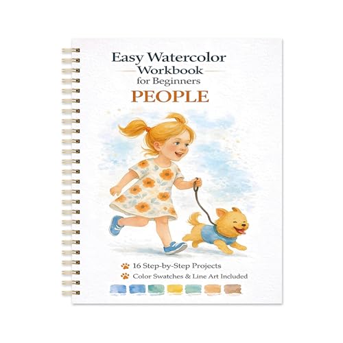 Watercolor Workbook for Beginners – People, 16 Original Watercolor Projects, Lay-Flat Watercolor Paper Book(9.45 × 7.48 in), Water Coloring Book for Adults, Art Gift - color: People, size: 9.45 x 7.48 inches