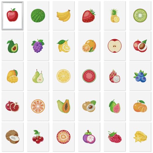 Xuhal 30 Pcs Fruit Mini Diamond Art Kits for Adults Small Diamond Painting Kits 5d DIY Watercolor Fruit Rhinestones Crafts Full Round Drill Gem Art Cardboard for Beginner Home Wall Decor Gift - style: Fruit
