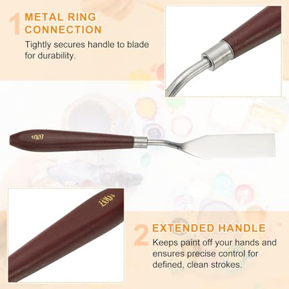 HARFINGTON 5pcs Palette Knife Painting Tool 2.95" x 0.79" Stainless Steel Art Spatula Pallet Knives Scrapers Tools with Plastic Handle for Acrylic Oil Canvas Mixing Spreading, Red/Silver - size: 2.95" x 0.79"