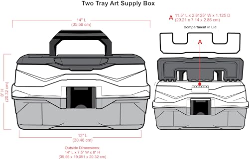 ArtBin 6892AG 2-Tray Art Supply Box, Portable Art & Craft Organizer with Lift-Up Trays, [1] Plastic Storage Case, Gray/Black - style: Two Tray