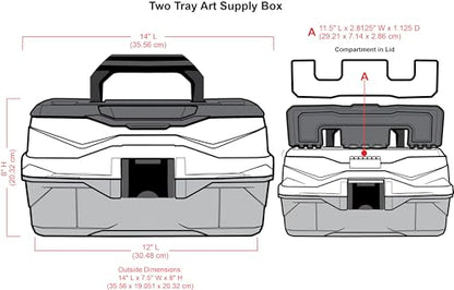 ArtBin 6892AG 2-Tray Art Supply Box, Portable Art & Craft Organizer with Lift-Up Trays, [1] Plastic Storage Case, Gray/Black - style: Two Tray