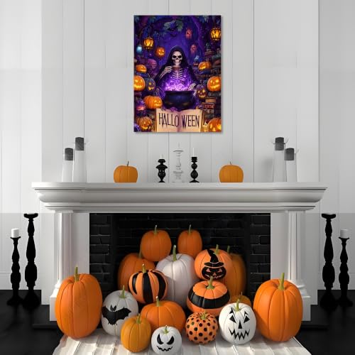 Muzagroo Art 5D Halloween Diamond Paintings Kits for Adults Round Full Drill Pumpkin Diamonds Art Kits for Beginners Diamond Art Paintings Gem Art Kits Diamond Dots Kits 30x40cm (Skeleton Coffee) - color: Skeleton Coffee