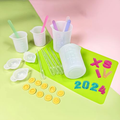 Silicone Measuring Cups for Resin Supplies,Resin Kit for 250ml &100ml Non-Stick Mixing Cups,Silicone Cups for Resin Molds,Epoxy Resin Cups,Cooking,Casting Molds,Jewelry Makin,DIY Crafts - size: 250ml - 10ml