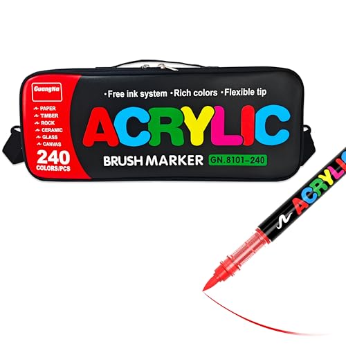 kander Acrylic Paint Markers with Handbag,240 Colors with Direct-Liquid Ink Control System, Professional-Grade Paint Pen for Rock Painting, Canvas, Glass, Plastic, Fabric & Creative Crafts - color: 240 Colors
