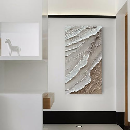 NANKAI Art 48x24 Inches White Thick Texture Abstract Oil Painting Hand-Painted Ocean Landscape Oil Painting Home wall Decorative Art Oil Painting - color: Nkhb245
