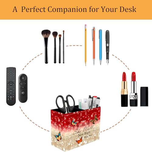 Pen Holder for Desk, PU Leather Multifunctional Desktop Storage Box and Anti-Slip Mouse Pad Set, Makeup Brush Holder Pen Organizer for Office and Home - Psalm 46:5 - color: Floral Quote Bible Verse Psalm 46:5