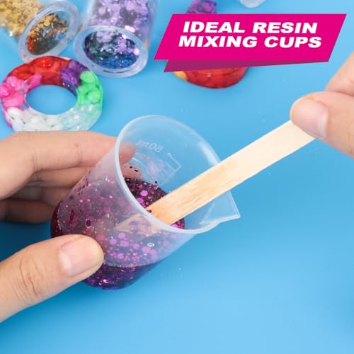 LEOBRO 36 PCS Resin Mixing Cups, 12PCS 100ML Plastic Measuring Cups for Resin, 24PCS 50ML Paint Mixing Cups, Plastic Beakers, Liquid Measuring Cups