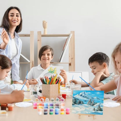 Qilery 24 Set 6 x 8 Inch Mini Canvas Boards and Easel for Painting, Acrylic Paint Strips, Palettes, Brushes, Canvases Painting Kits for Kids Adults Artists Beginners Oil Acrylic Painting Party Favors - size: 6" X 8"