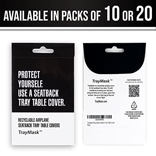 TrayMask Disposable Tray Table Cover | Must Have Airplane Travel Essentials | Perfect for Toddlers, Kids and Adults Travel Accessories | Provides a Fresh/Clean Layer of Protection | 20 Pack - size: 20-Pack