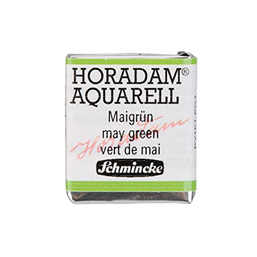Schmincke - HORADAM® AQUARELL - Finest Artists' Watercolor Paints, 524 May Green, 14 524 044, 1/2 pan - color: 524 May Green
