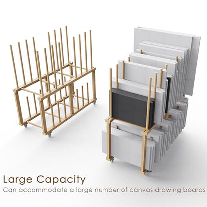 Art Storage Rack, Art Canvas Storage, Art Drying Rack, Canvas Boards Rack Art Storage with Handle & Caster Wheels for Drawing Board, Panel, Paper Pad for - size: 16"D x 38.5"W x 39.5"H