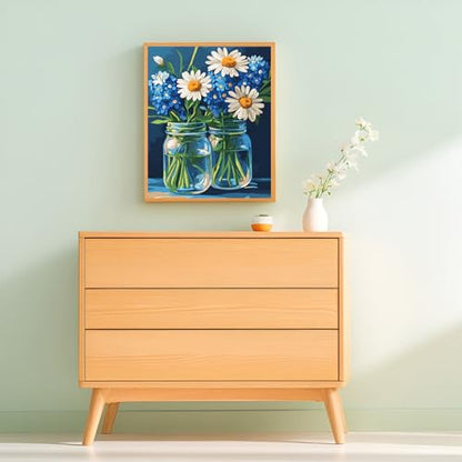 ZUVRDIAI Colorful Daisy Vase Paint by Numbers Kit, Flower Paint by Numbers for Adults, Acrylic Paint by Number Kits, Scenery Paint by Number on Canvas Without Frame 20x16 Inch