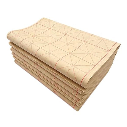 MEGREZ Grid Maobian Xuan Paper Half Raw Ripe Calligraphy Practice Sheets | ink control no heavy bleed, clear grid lines, Chinese kanji calligraphy practice, 39 x 69cm, 6cm x 60 grids, 50 sheets - size: 6 cm x 60 Grids /Sheet
