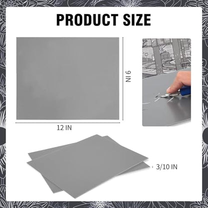 2 Pcs 9x12 Soft Linoleum Carving Block, Linocut Block for Printmaking, Gray | Engraving Art Project, Printmaking Artist Studio Supplies - color: Gray, size: 9'' x 12'' 2 Pack