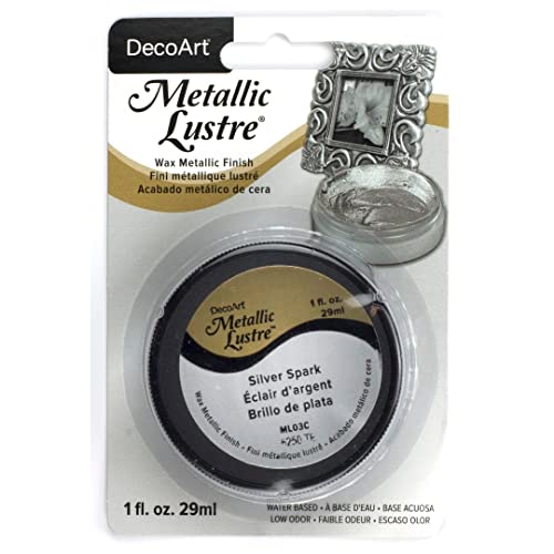 DecoArt, Silver Metallic Lustre Wax, 1-Ounce, Spark, 1 Fl Oz - color: Silver Spark, size: 1 Fl Oz (Pack of 1)