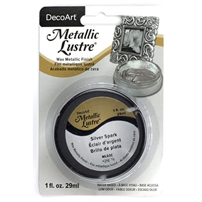DecoArt, Silver Metallic Lustre Wax, 1-Ounce, Spark, 1 Fl Oz - color: Silver Spark, size: 1 Fl Oz (Pack of 1)