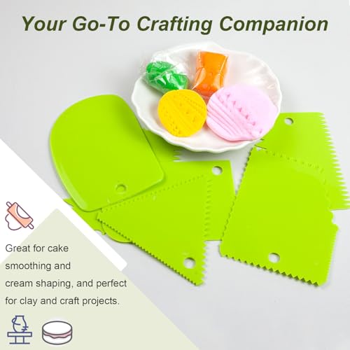 12-Piece Plastic Clay Scraper Set – Serrated Sculpture Knives & Scrapers for Soft Clay, Pottery & Craft Projects (Green/Orange)