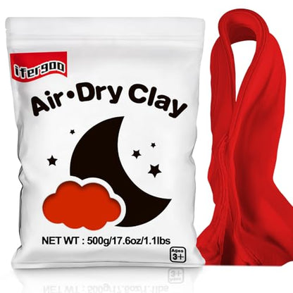ifergoo 500g Red Air Dry Clay, 1.1LBS DIY Creative Modeling Clay for Kids | Refill Foam Magic Clay for School Art & Craft Project, Slime Supplies, Ultra-light & Soft, Gift for Age 3-12 Boys & Girls - color: Red/500g