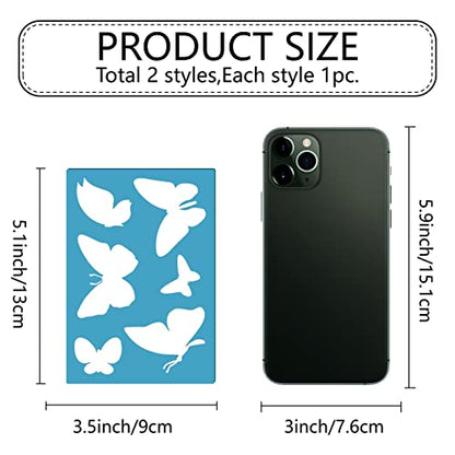GORGECRAFT 2 Styles Jewelry Shape Template Reusable Earrings Making Plastic Butterfly Cutouts Cutting Stencil Lapidary Templates for Cabochons Bracelets Earrings Making Jewelry DIY Crafts 5x3.5 inch - style: Tropical