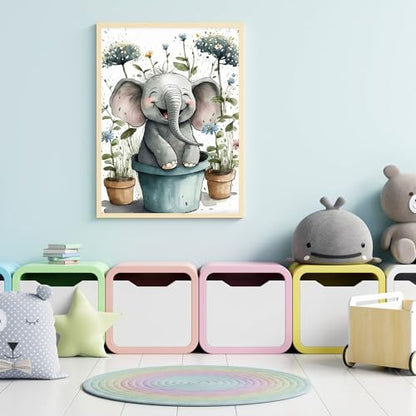 FOXKISS Baby Elephant Diamond Art Painting Kits for Adults, Full Drill Diamond Dots Paintings for Beginners, Round 5D Paint with Diamonds Pictures Gem Art Painting Kits DIY Crafts Kits 12x16inch - color: h
